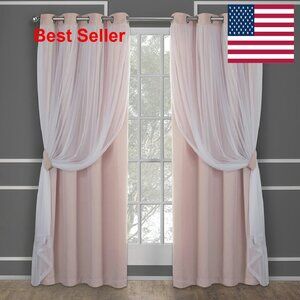Double Layer Sheer Blackout Grommet Curtains Elegant Minimal Chic Room Darkening
